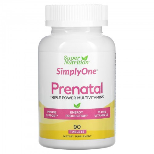Super Nutrition, Simply One, пренатальные мультивитамины тройного действия, 90 таблеток Super Nutrition, Simply One, пренатальные мультивитамины тройного действия, 90 таблеток
